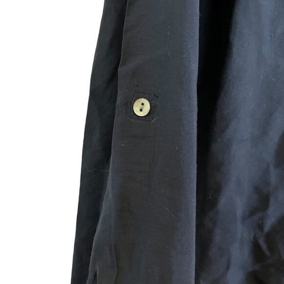 J Jill Womens Navy Blue V-Neck Collared Roll Tab Long Sleeve Tunic Top sz M - Picture 2 of 16